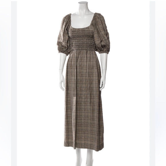 La Ligne dress in plaid with puff sleeves - Picture 3 of 7